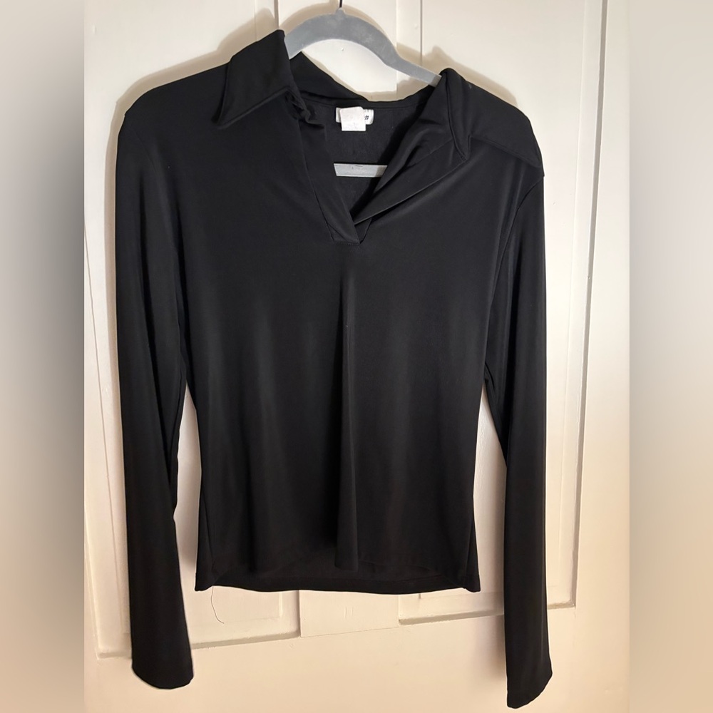 Black Body Contour Long-Sleeve Shirt